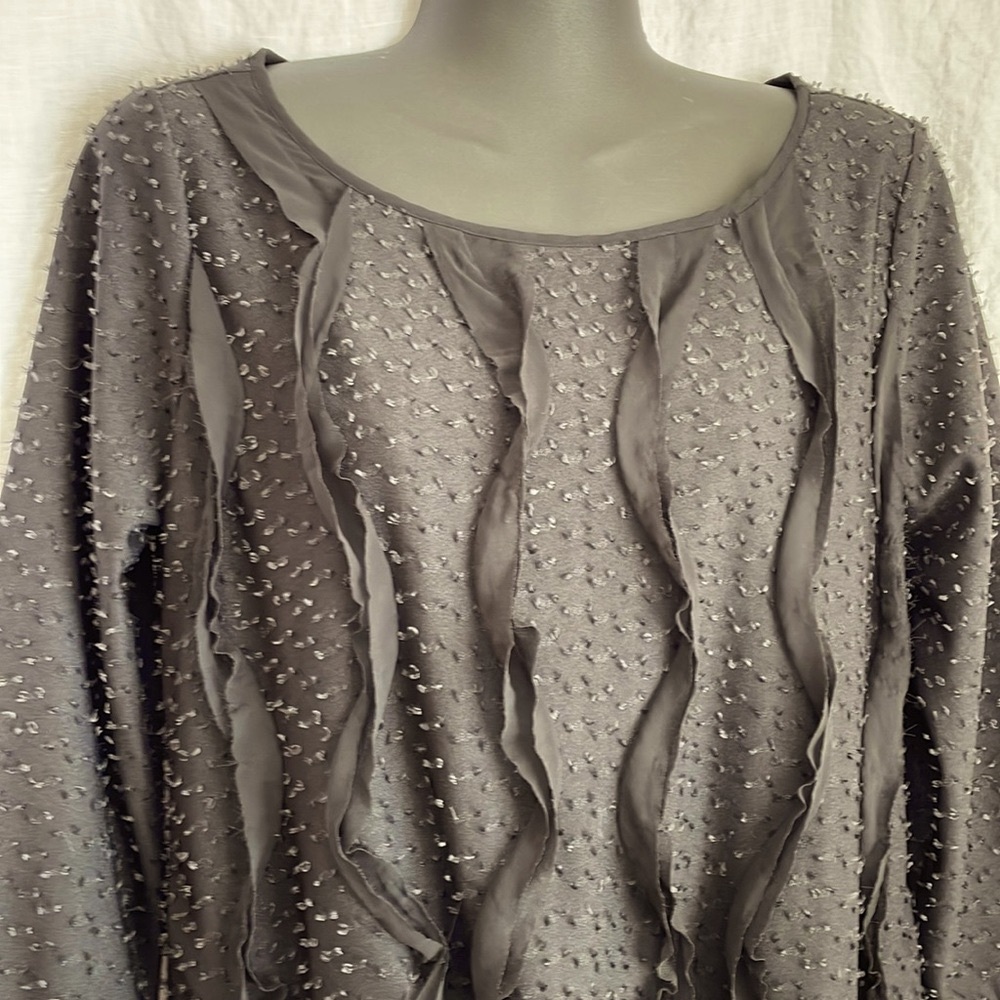 Stunning Small Ann Taylor Blouse Black Ruffled ❤️